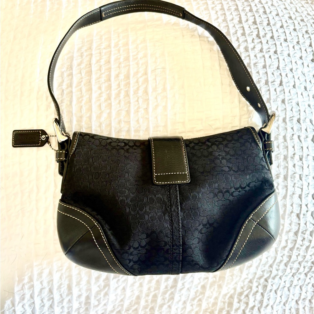 Y2K Coach 6818 Soho Demi Small C Black Leather & Jacquard Signature Shoulder Bag - Picture 13 of 16